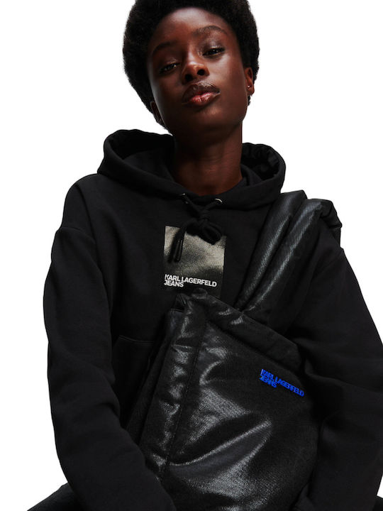 Long Women's Sweatshirt Hooded Black