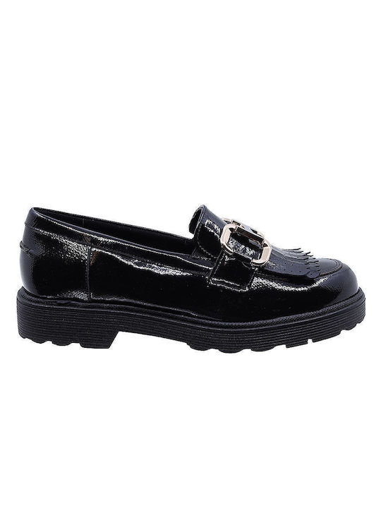 Parex Patent Leather Women's Moccasins in Black Color