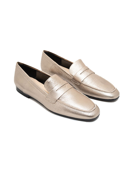 Leather Women's Moccasins in Gray Color