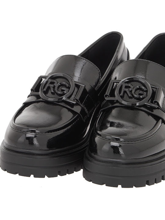 Лачени Дамски Loafers в Черен Цвят