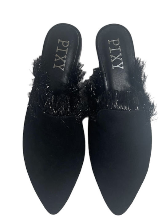 Flat Mules in Black Color