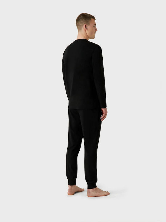Emporio Armani Winter Herrenpyjama Baumwollene Schwarze