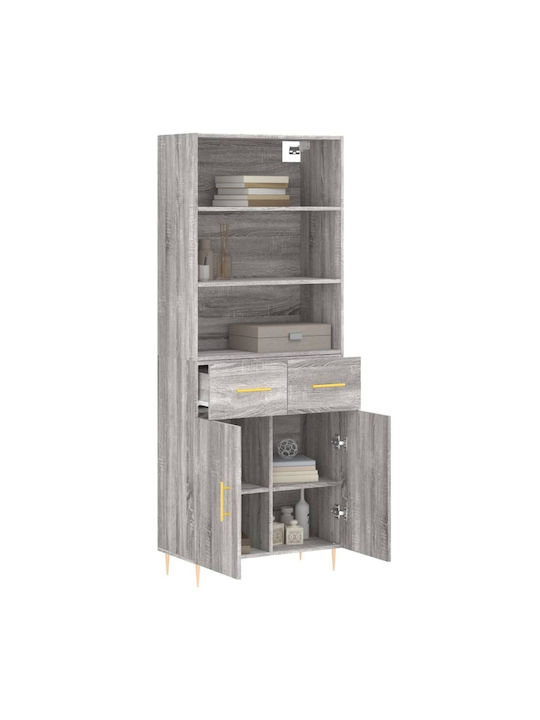 Bookcase Gray 69.5x34x180cm