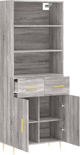 Bibliotecă Gri 69.5x34x180 cm