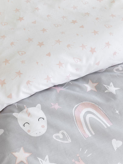Nima Angel Set Kids Duvet Cover Single with Pillowcase Cotton Gray 160x240cm