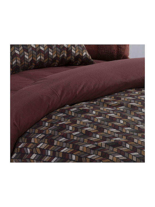 Nef-Nef Homeware Stream Super Double Flannel Duvet Cover Set with Pillowcases 240x230 Bordo