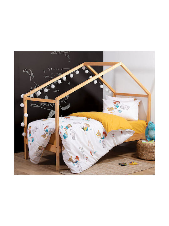 Nef-Nef Homeware Wild Bones Set Kids Duvet Cover Single with Pillowcase Cotton Ecru 160x240cm