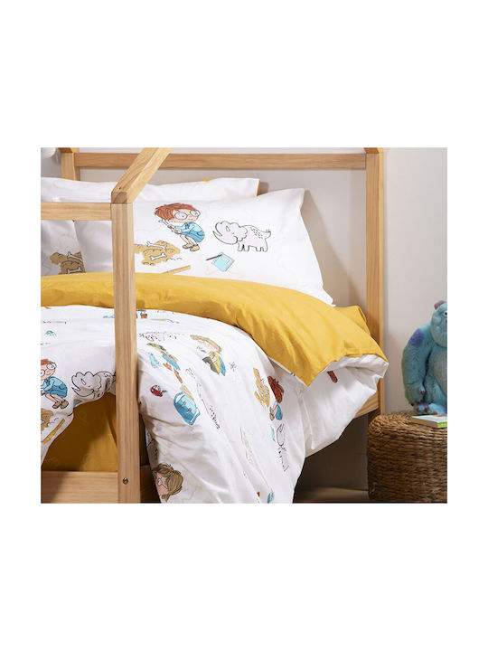 Nef-Nef Homeware Wild Bones Set Kids Duvet Cover Single with Pillowcase Cotton Ecru 160x240cm