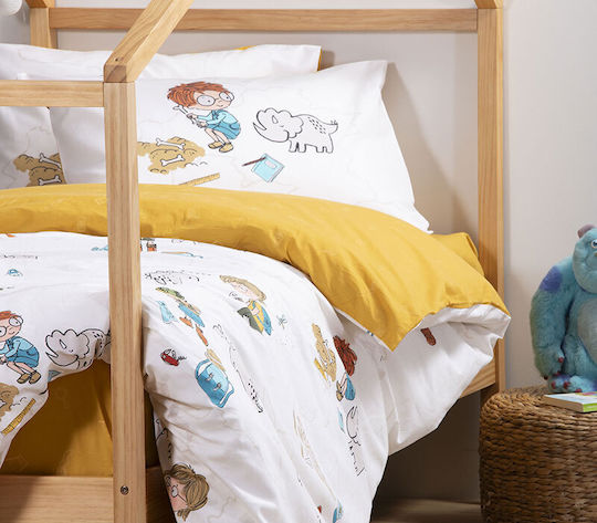 Nef-Nef Homeware Wild Bones Σετ Παιδική Παπλωματοθήκη Μονή με Μαξιλαροθήκη Βαμβακερή Εκρού 160x240εκ.