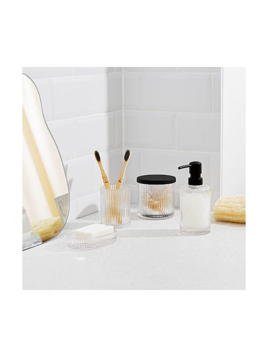 Navaris Glass Transparent Bathroom Accessory Set 4 Pieces
