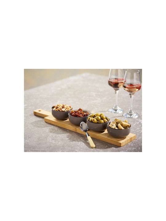 Espiel Porcelain Dessert Divided Serving Tray with 4 Slots Gray Ø10cmxY10cm 10x10x10cm