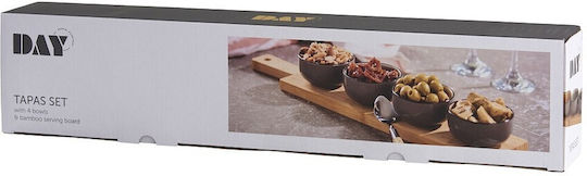 Espiel Porcelain Dessert Divided Serving Tray with 4 Slots Gray Ø10cmxY10cm 10x10x10cm