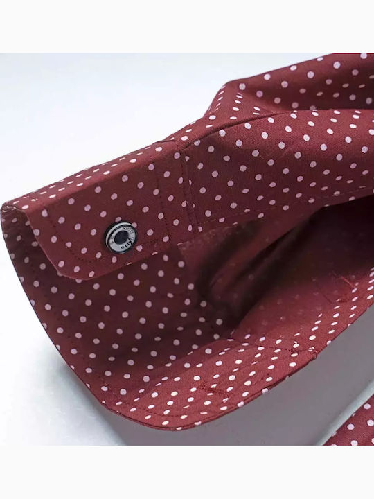 Kids Polka Dot Shirt Long Sleeve Burgundy
