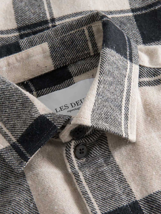 Les Deux Men's Shirt Long Sleeve Checked Beige