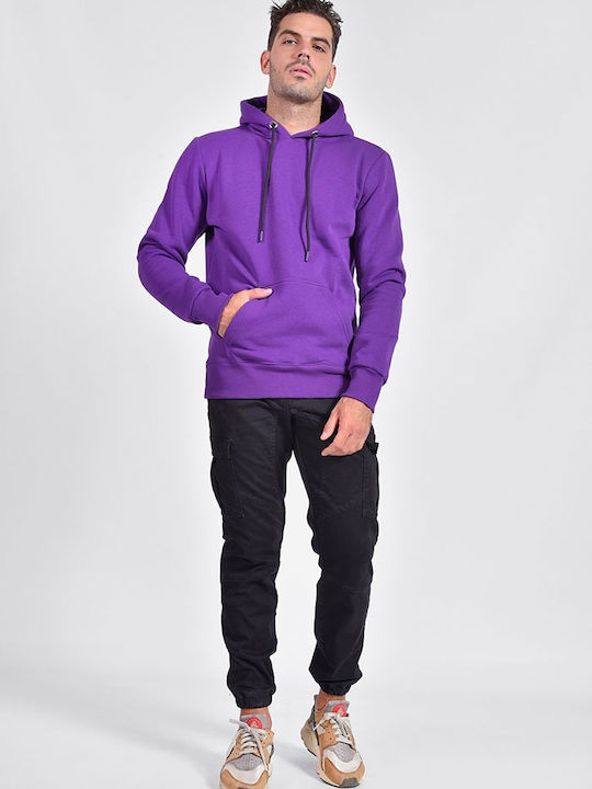 Clever Men's Sweatshirt with Hood Purple