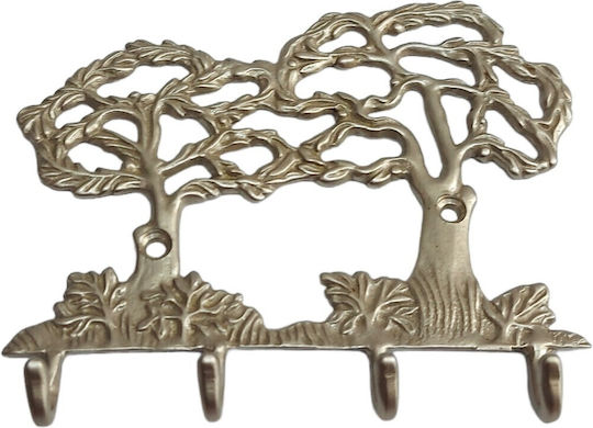 Wandhalterung Metall 4 Haken Gold 16x13cm