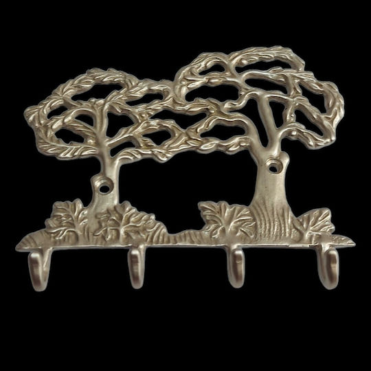 Wandhalterung Metall 4 Haken Gold 16x13cm