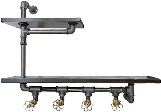 Industrielle Hölzernes Wandhalterung 4 Haken 80x10x10cm