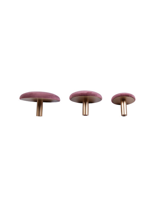 Metal Pink Wall Hanger Set 3 10x5x10cm