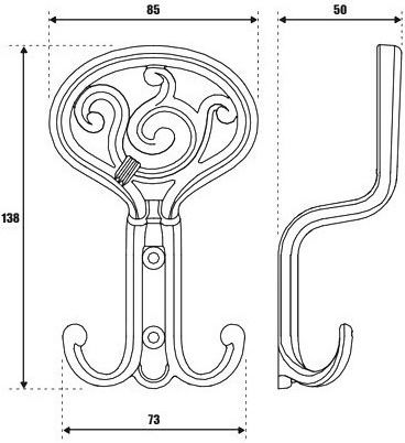 Giusti Antique Metal 2-Hook Wall Hanger Giusti Antique Metal 2-Hook Wall Hanger