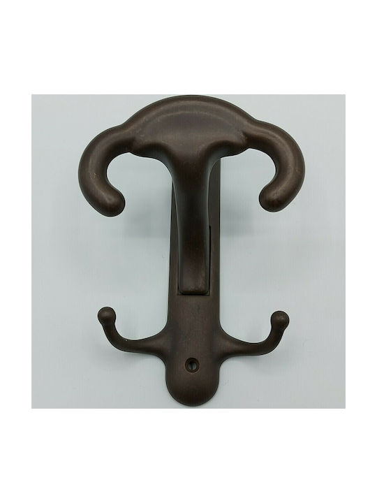 Mandelli Wall Hanger Metal 3 Hooks Gold 10x7x15.5cm