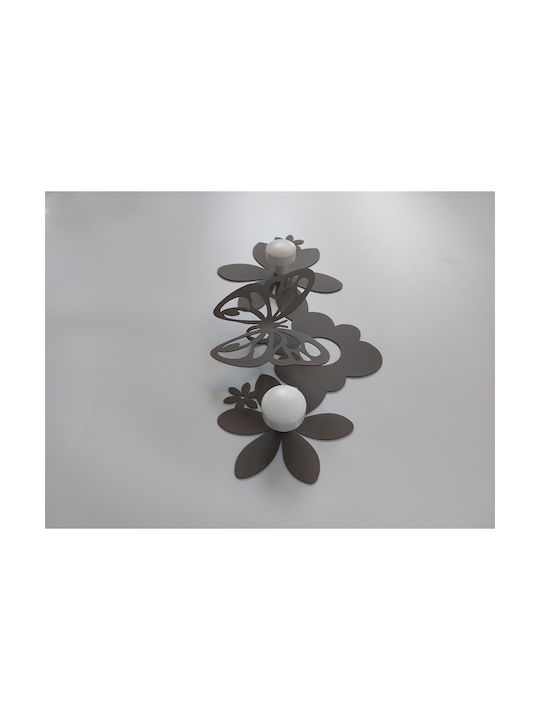 Arti E Mestieri Wall Hanger Starfalle Metal 2 Hooks Gray 44x6.5x24cm