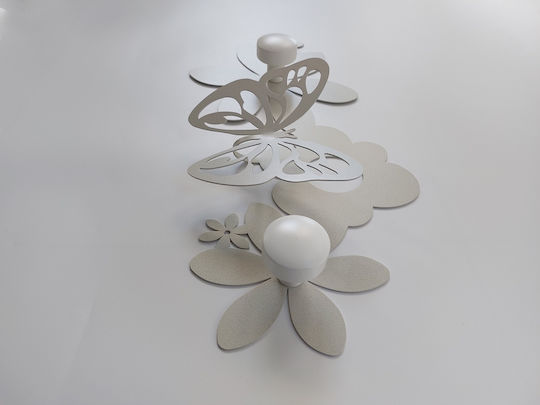 Arti E Mestieri Wall Hanger Sfarfalle Metal 2 Hooks Silver 44x6.5x24cm