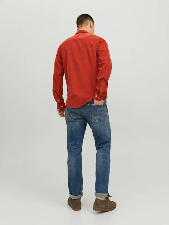 Long-sleeved Corduroy Shirt Orange
