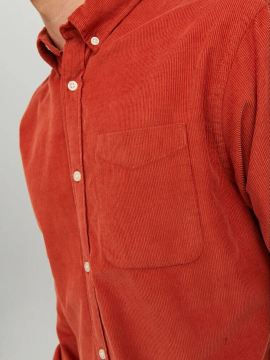 Long-sleeved Corduroy Shirt Orange