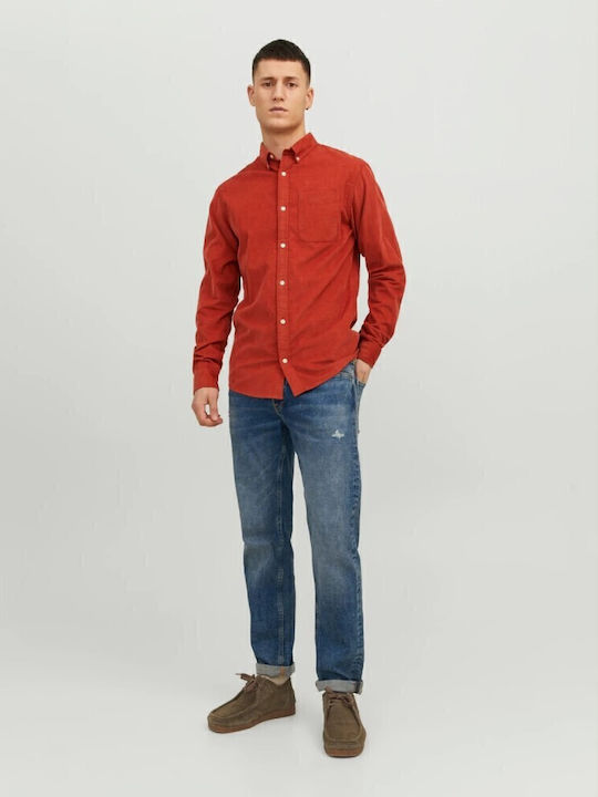 Long-sleeved Corduroy Shirt Orange