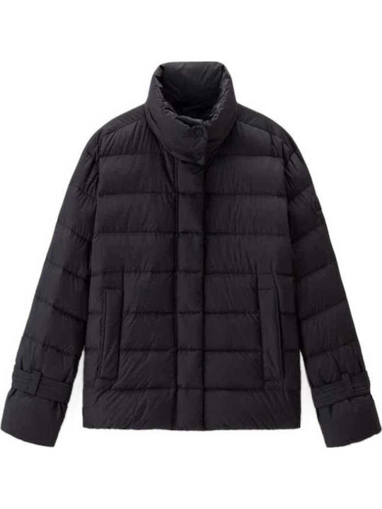 Kurz Damen Puffer Jacke für Winter Schwarz