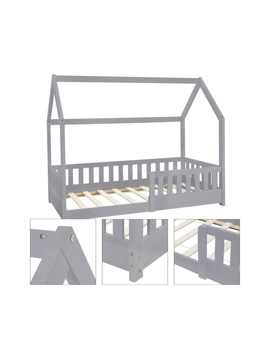 Pat Montessori Single Cu Saltea Gri 80x160cm