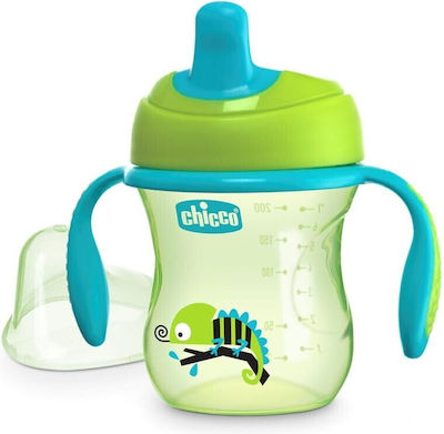 Chicco Training Cup Educational Sippy Cup Plastic with Handles Green/Blue for 6m+m+ 200ml