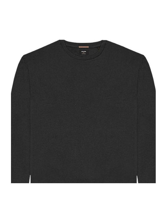 Double Plus Size Men's Long Sleeve Blouse Black