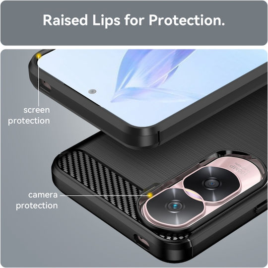 Techsuit Carbon Back Cover Silicon Negru (Honor 90 Lite - Onoare 90 Lite)