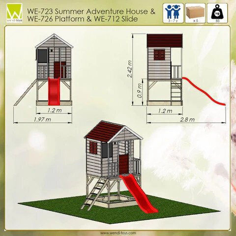 Wendi Toys Ξύλινο Παιδικό Σπιτάκι Κήπου με Τσουλήθρα