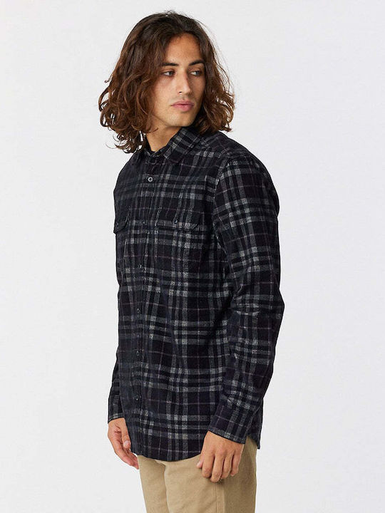 Rip Curl Men's Shirt Long Sleeve Corduroy Checked Black