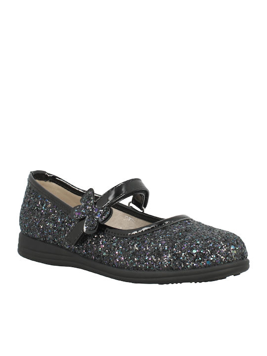 Kids Ballerinas with Hoop & Loop Closure Black