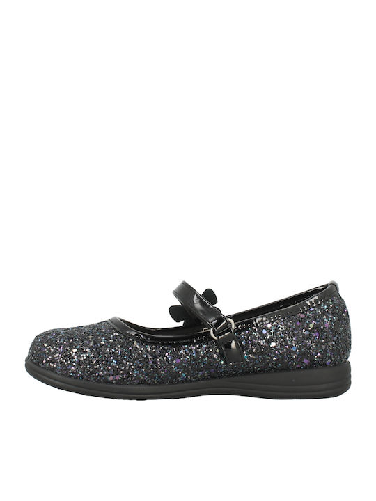 Kids Ballerinas with Hoop & Loop Closure Black