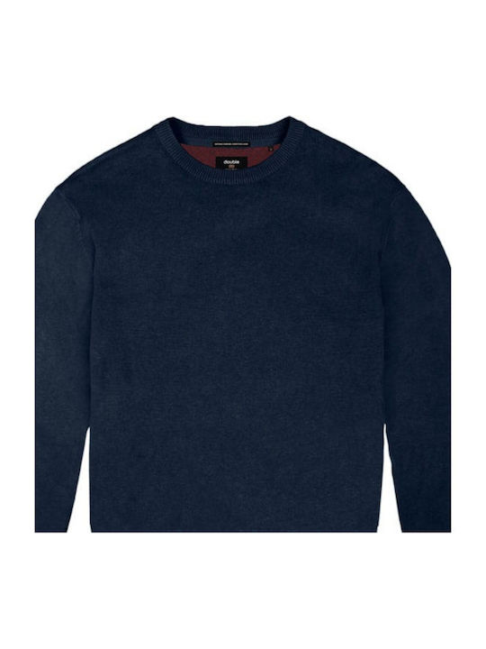 Double Plus Size Men's Long Sleeve Sweater Blue