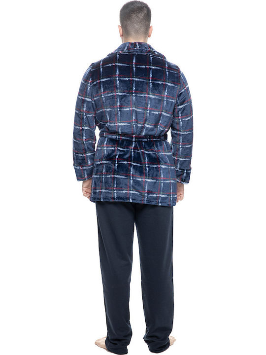 Koyote Χειμερινή Ανδρική Ρόμπα Fleece Navy Μπλε