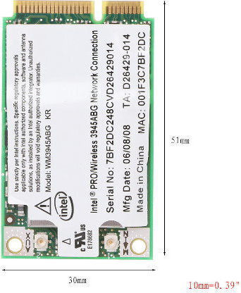 Κάρτα PCIe σε θύρα Mini PCIe Mic Wm3945abg