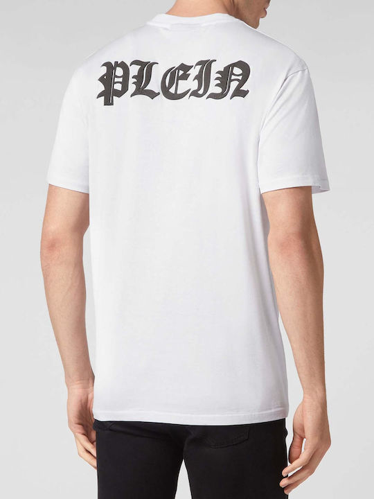 Philipp Plein T-shirt Bărbătesc cu Mânecă Scurtă Alb