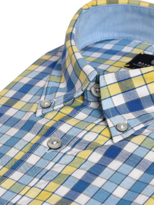 Basefield Men's Shirt Short Sleeve Cotton Checked Multicolour