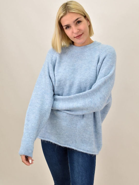 Potre Women's Long Sleeve Sweater Light Blue