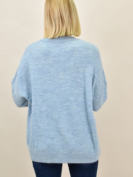 Potre Women's Long Sleeve Sweater Light Blue