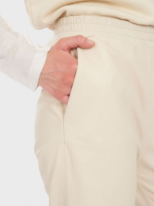 Mila Dama Talie înaltă Tesatura Pantaloni Bej
