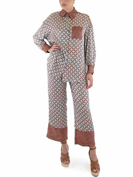 Pants Women My T Wearables Women's Fabric Trousers with Elastic Regular Fit Brown