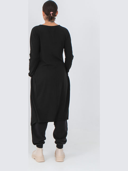 Oversized Damenhosen mit Gummiband Schwarze