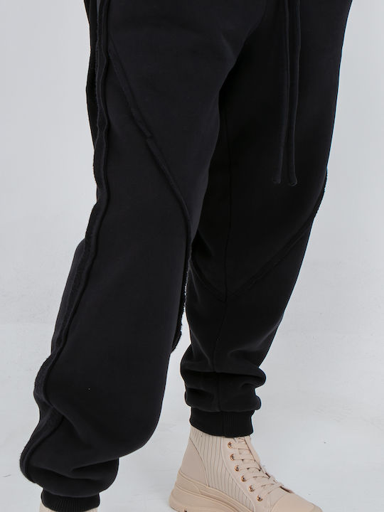 Oversized Damenhosen mit Gummiband Schwarze